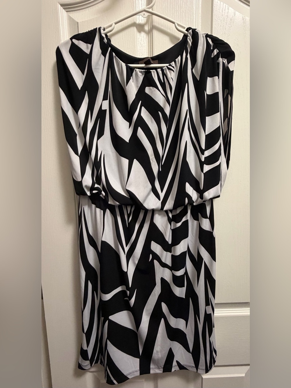 Fenn Wright Manson Black and White Zebra-Print Midi Dress
